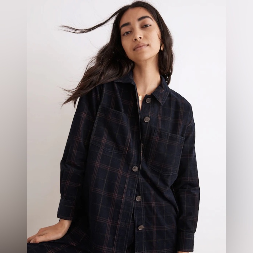 Madewell Kentwood Oversized Navy Corduroy Shirt-Jacket